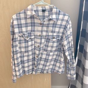 Distressed Plaid Button-Up XS